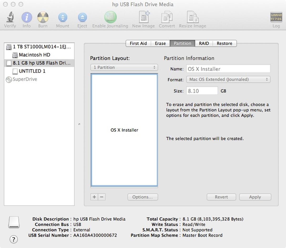 partition hard drive on mac for previous os x install